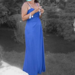 Blue Dress Floor Length Empire Waist Prom Bridesmaid